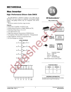 MC74HC04ADR2G datasheet  